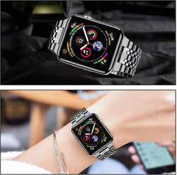 Metal Band Compatible with Apple Watch Band 42Mm 44Mm 45Mm, Solid Stainless Steel Replacement Strap Wristbands for Iwatch Apple Watch Series 9 8 7 6 5 4 3 2 1 SE Woman Men Space Grey