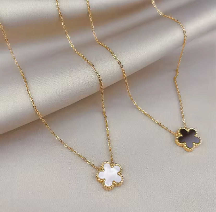 3 pieces of stainless steel plum blossom plant five leaf necklace, bracelet, earrings