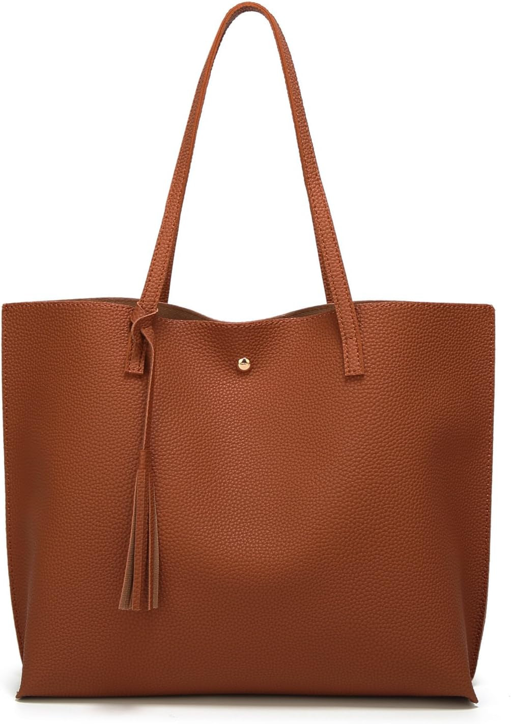 Women'S Soft Faux Leather Tote Shoulder Bag From, Big Capacity Tassel Handbag
