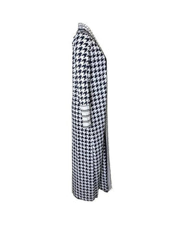 Women'S Geometric Print Drop Shoulder Coat, Fashion Open Front Long Coat, Women Clothing for Spring Fall