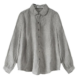 Non Printed Linen Striped Shirt Women Pring Autumn Bandage Dress Long Sleeved Cardigan Niche Casual Shirt Cotton Linen Women Clothing
