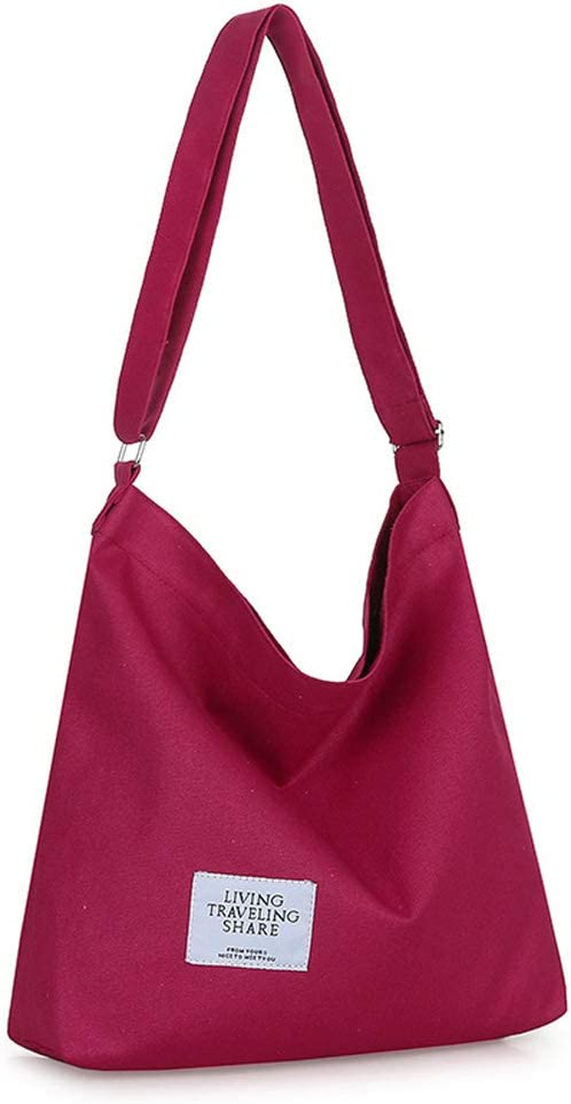Women'S Retro Large Size Canvas Shoulder Bag Hobo Crossbody Handbag Casual Tote