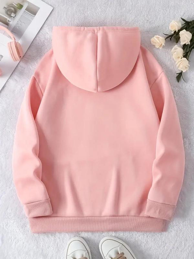 Women'S Ghost Print Thermal Lined Hoodie, Fashion Casual Drawstring Pocket Hooded Sweatshirt for Daily Holiday Outdoor Wear, Women Clothing for Fall & Winter Halloween