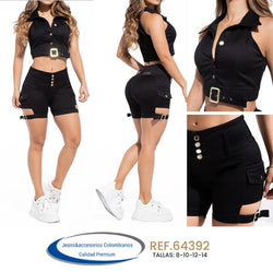Colombian Short Set and Blouse with Eyelet and Rhinestones and Bags for Women - Clothing, Top