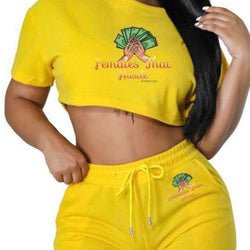 Women Clothing Casual Solid Color Jogger Biker Short Set Crop Top Two Piece Sets