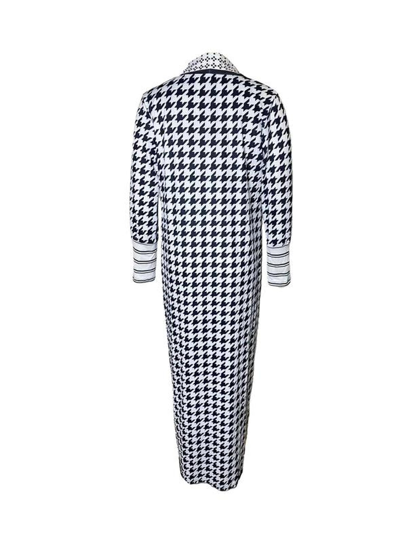Women'S Geometric Print Drop Shoulder Coat, Fashion Open Front Long Coat, Women Clothing for Spring Fall
