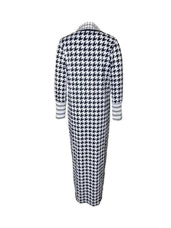 Women'S Geometric Print Drop Shoulder Coat, Fashion Open Front Long Coat, Women Clothing for Spring Fall