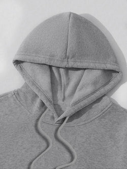 Women'S Letter & Characters Print Drop Shoulder Drawstring Pocket Hoodie, Fashion Casual Hooded Sweatshirt for Daily Wear, Women Clothing for Fall & Winter