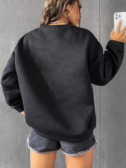 Women'S Letter Print Drop Shoulder Pullover, Fashion Casual Crew Neck Sweatshirt for Daily Holiday Outdoor Wear, Women Clothing for Spring & Fall