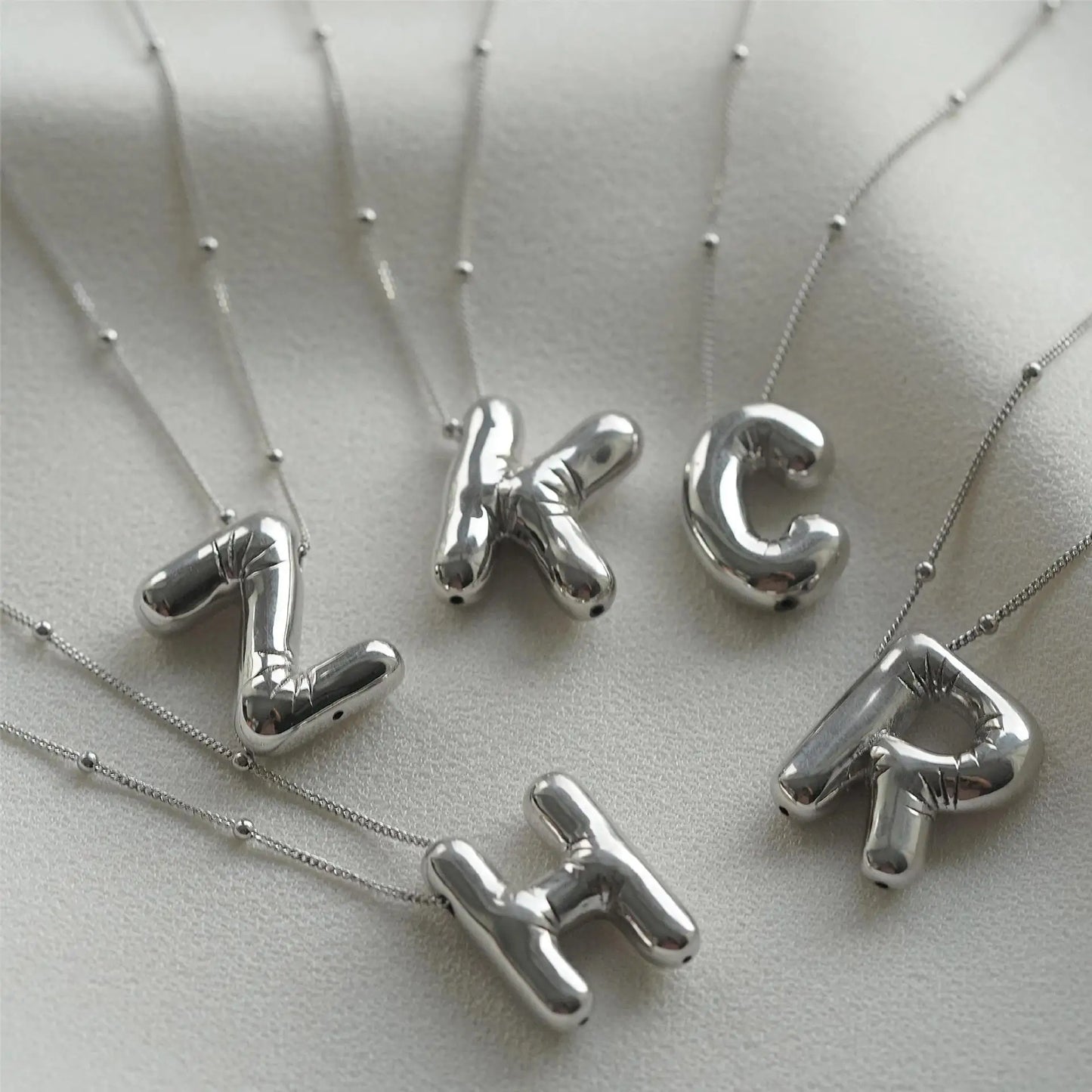 Bubble letter Initial Pendant Chunky necklace