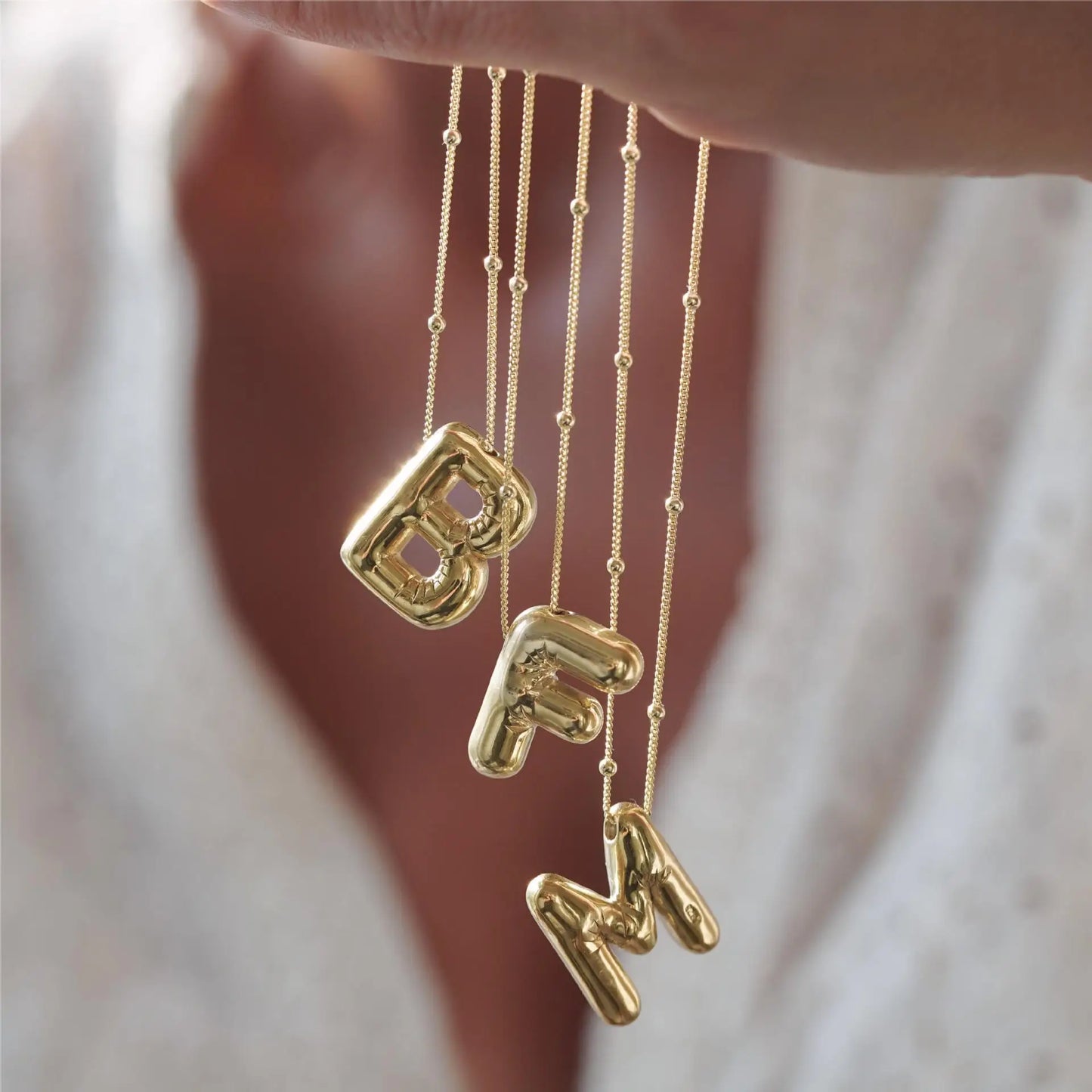 Bubble letter Initial Pendant Chunky necklace