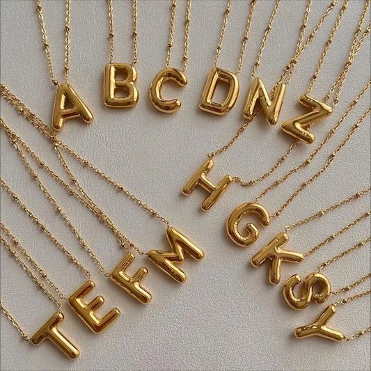 Bubble letter Initial Pendant Chunky necklace