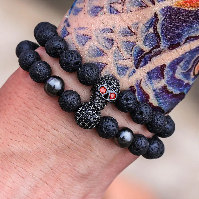 Charm Lava Stone Bead  Bracelet