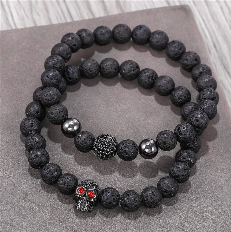 Charm Lava Stone Bead  Bracelet