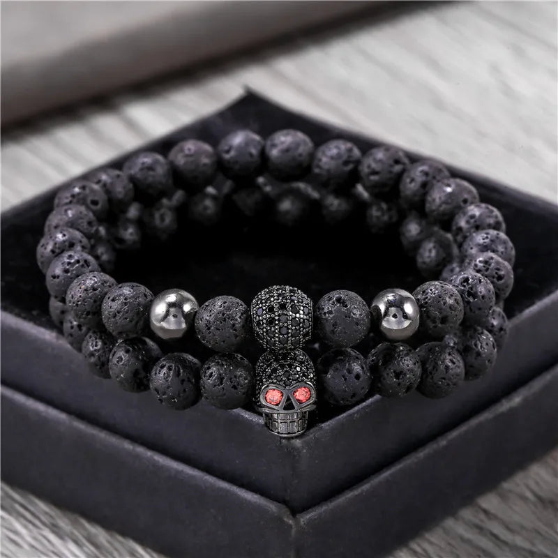 Charm Lava Stone Bead  Bracelet