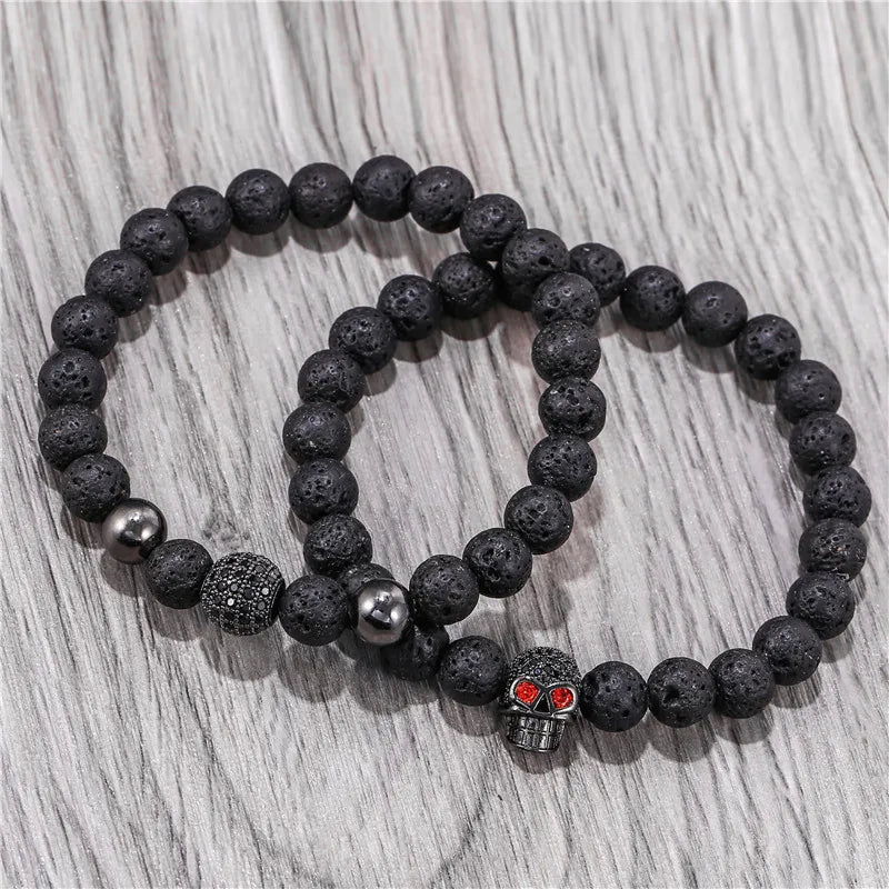 Charm Lava Stone Bead  Bracelet