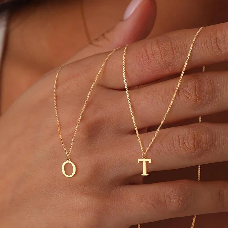 Golden Initial English Letter Necklace