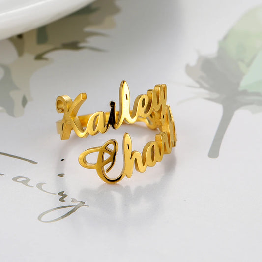 Custom Double Name Rings