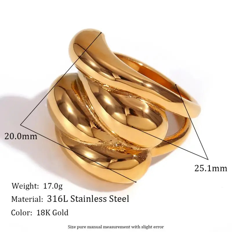 Water Drop Wave Shape ring