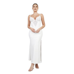 Popilush Lace Built-In Shapewear Set Deep V-Neck Maxi Dress or Wide Leg Jumpsuit Tummy Control Cocktail Party#Tiktokshopbacktoschool