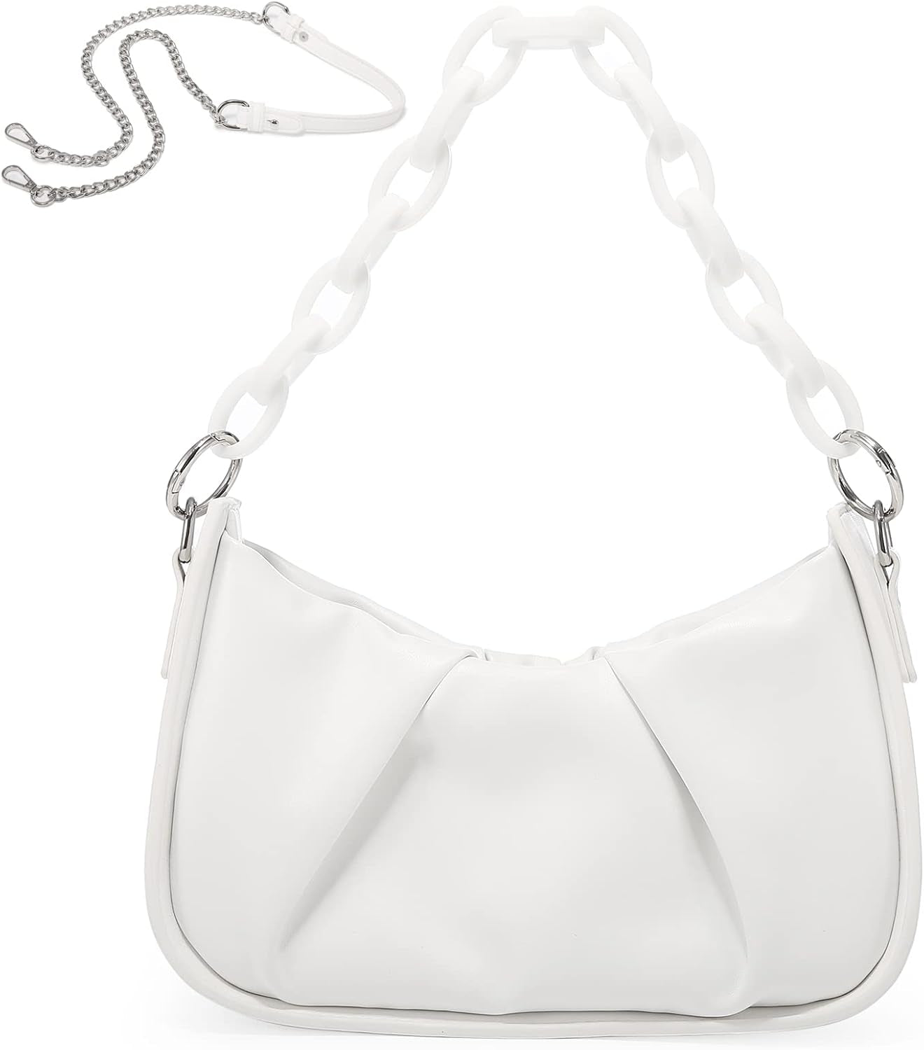 Small Shoulder Bags for Women, Mini Purse Womens Hobo Handbags Crossbody Clutch Purses White…
