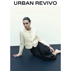 URBAN REVIVO Fashionable Tweed Jacket for Women UWG130014 Casual Outfit 2025 Women Clothing Girl Elegant Fashion Trendy and Versatile OOTD