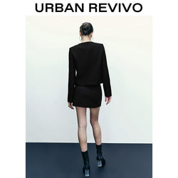 URBAN REVIVO Fashionable Tweed Jacket for Women UWG130014 Casual Outfit 2025 Women Clothing Girl Elegant Fashion Trendy and Versatile OOTD